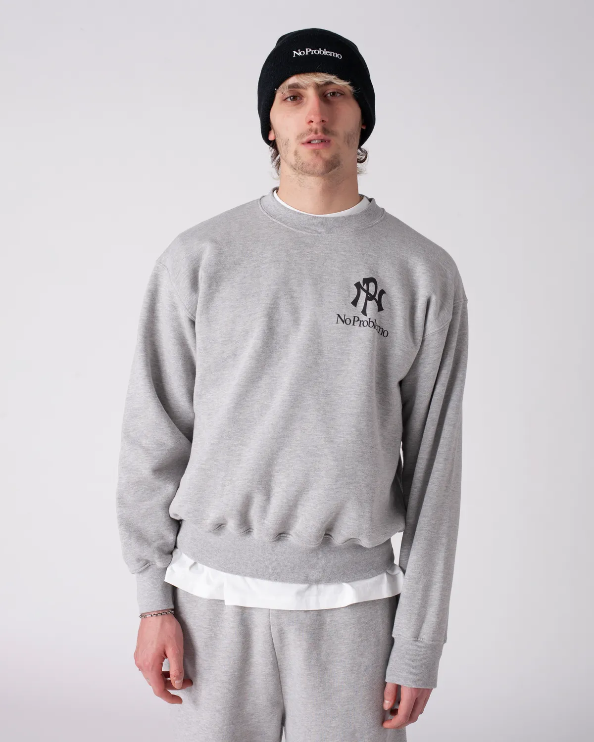 No Problemo NYP Sweatshirt bluză gri melanj bumbac