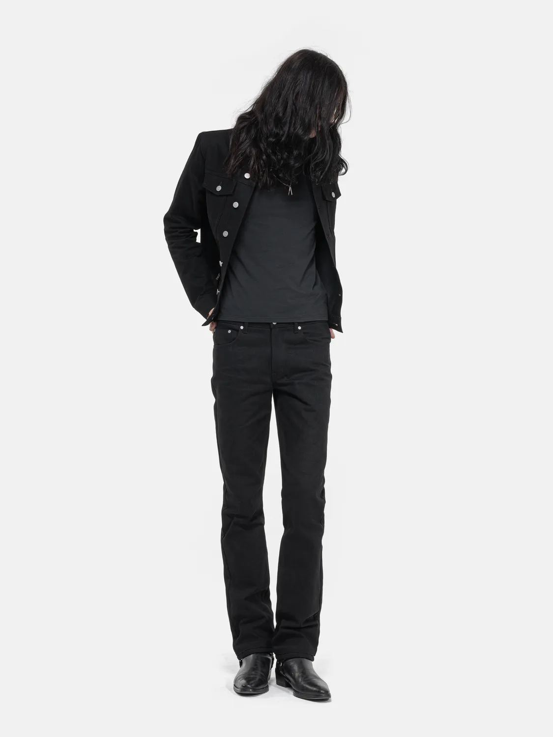 Enrage Slim Straight Jeans blugi negri denim