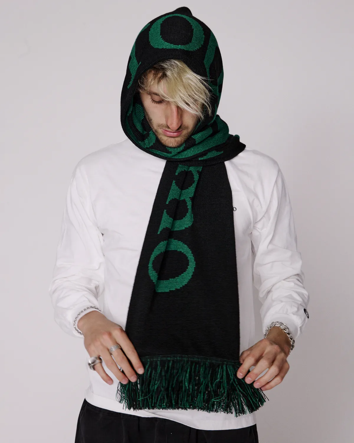 No Problemo fular tricotat verde stil fotbal