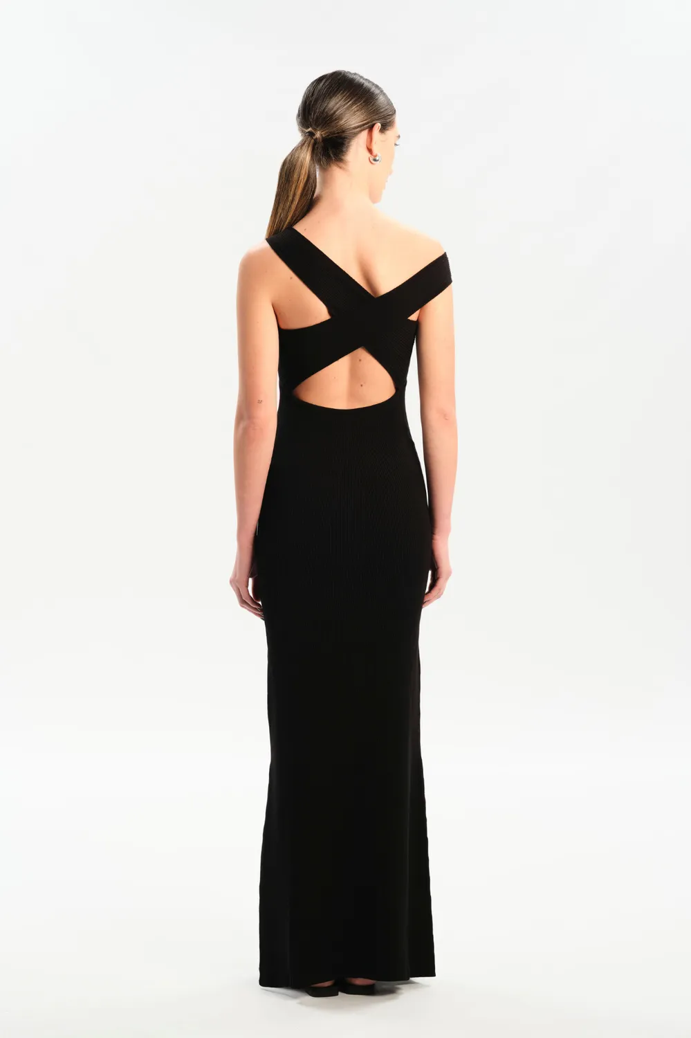 Dualitae VIKY rochie tricotata neagra lunga 126 cm
