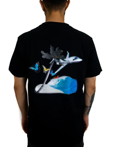 CreatedBy Black Paradise tricou negru bumbac brodat