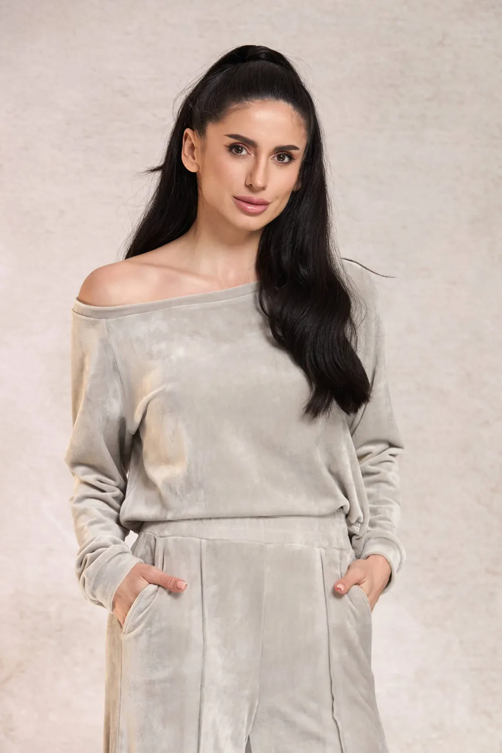 Grama Shop Fit Larg trening gri cu croi larg