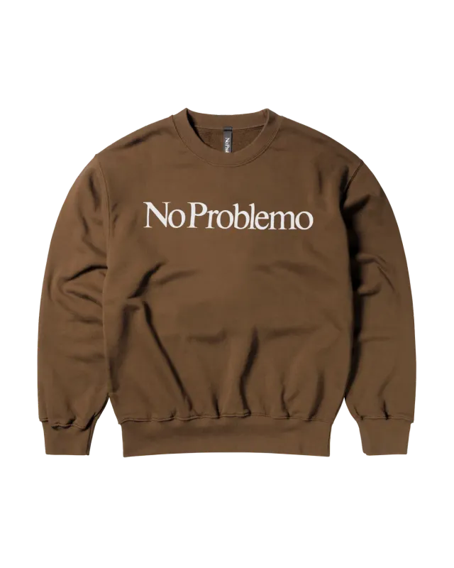 No Problemo Sweatshirt bluză maro bumbac