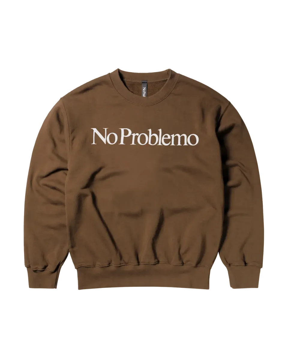 No Problemo Sweatshirt bluză maro bumbac