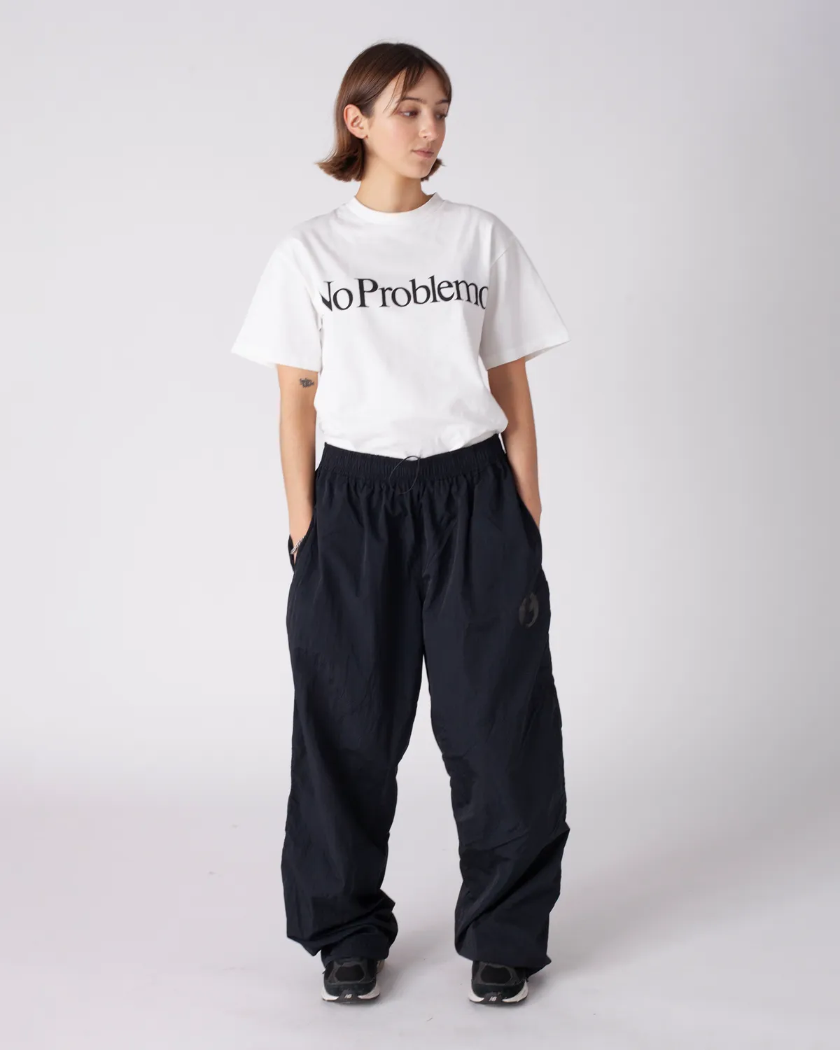No Problemo Nylon Track pantaloni negri nailon