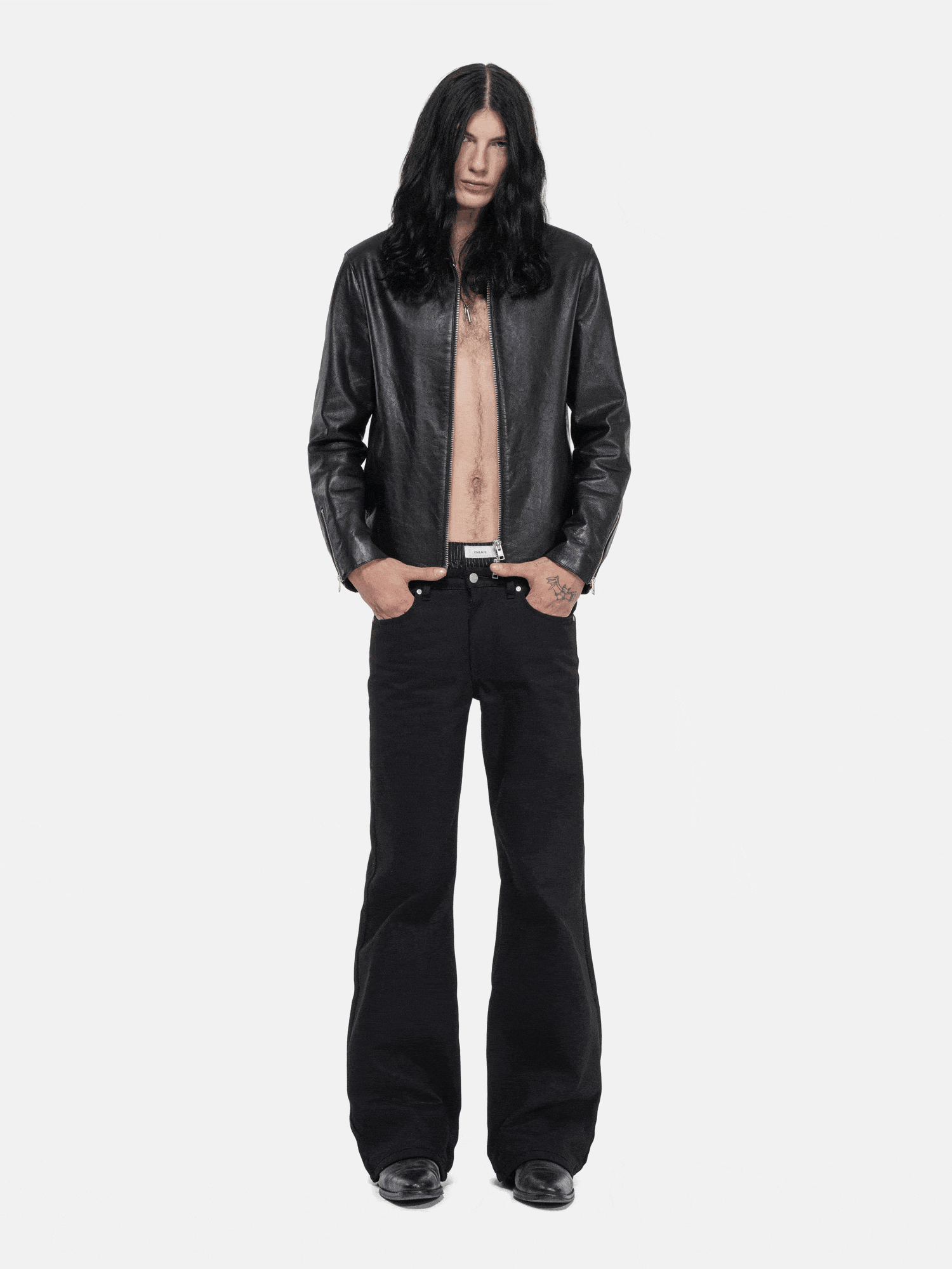 Enrage Cross geaca piele neagra vita