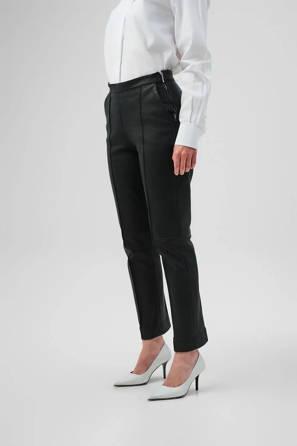 Dualitae GABRIELLE pantaloni piele neagră