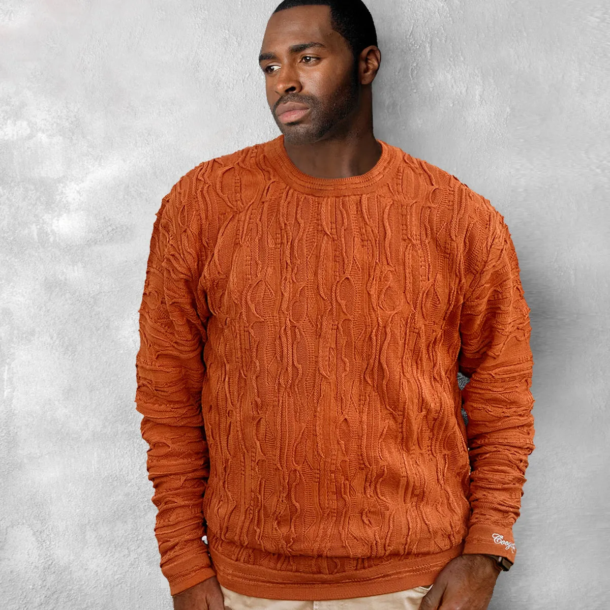 COOGI Rust pulover barbati ruginiu bumbac slim