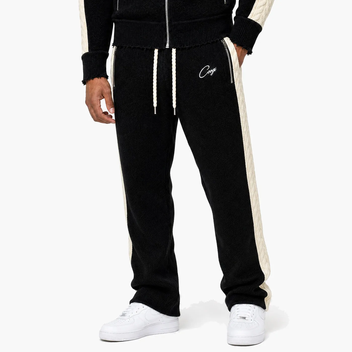 COOGI Heavy Weight Fashion Knit pantaloni trening negri bumbac