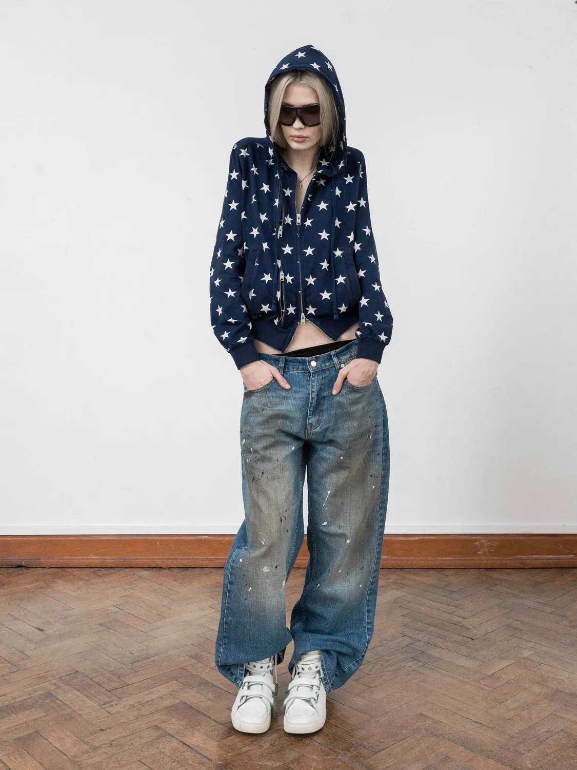 Enrage Slim Zip Hoodie hanorac stars fermoar