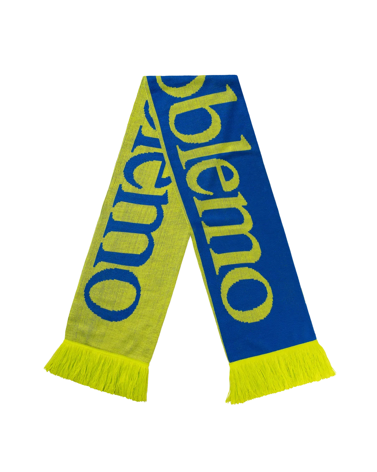 No Problemo Scarf fular albastru tricotat cu franjuri