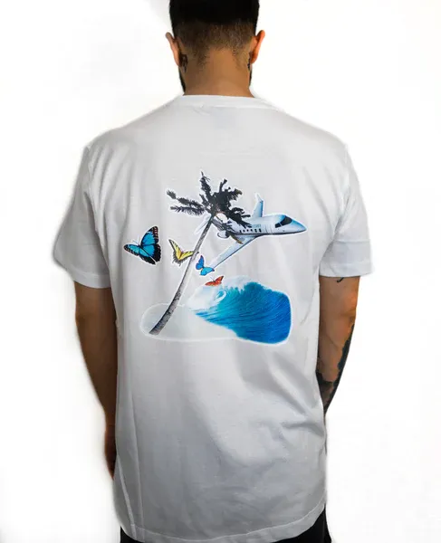 Createdby White Paradise tricou boxy alb bumbac