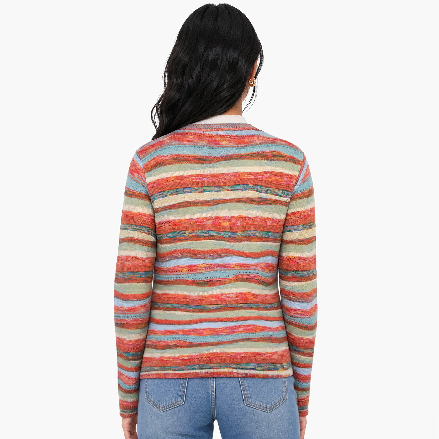 COOGI Cardigan Dama Tricotat Portocaliu Multi Bumbac
