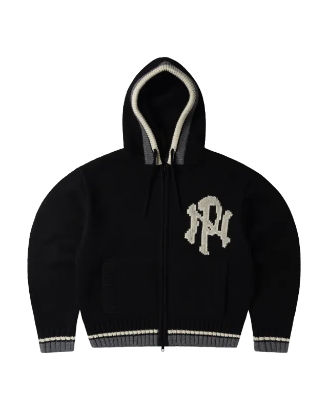 NYP Varsity Zip Through Knit cardigan negru lână