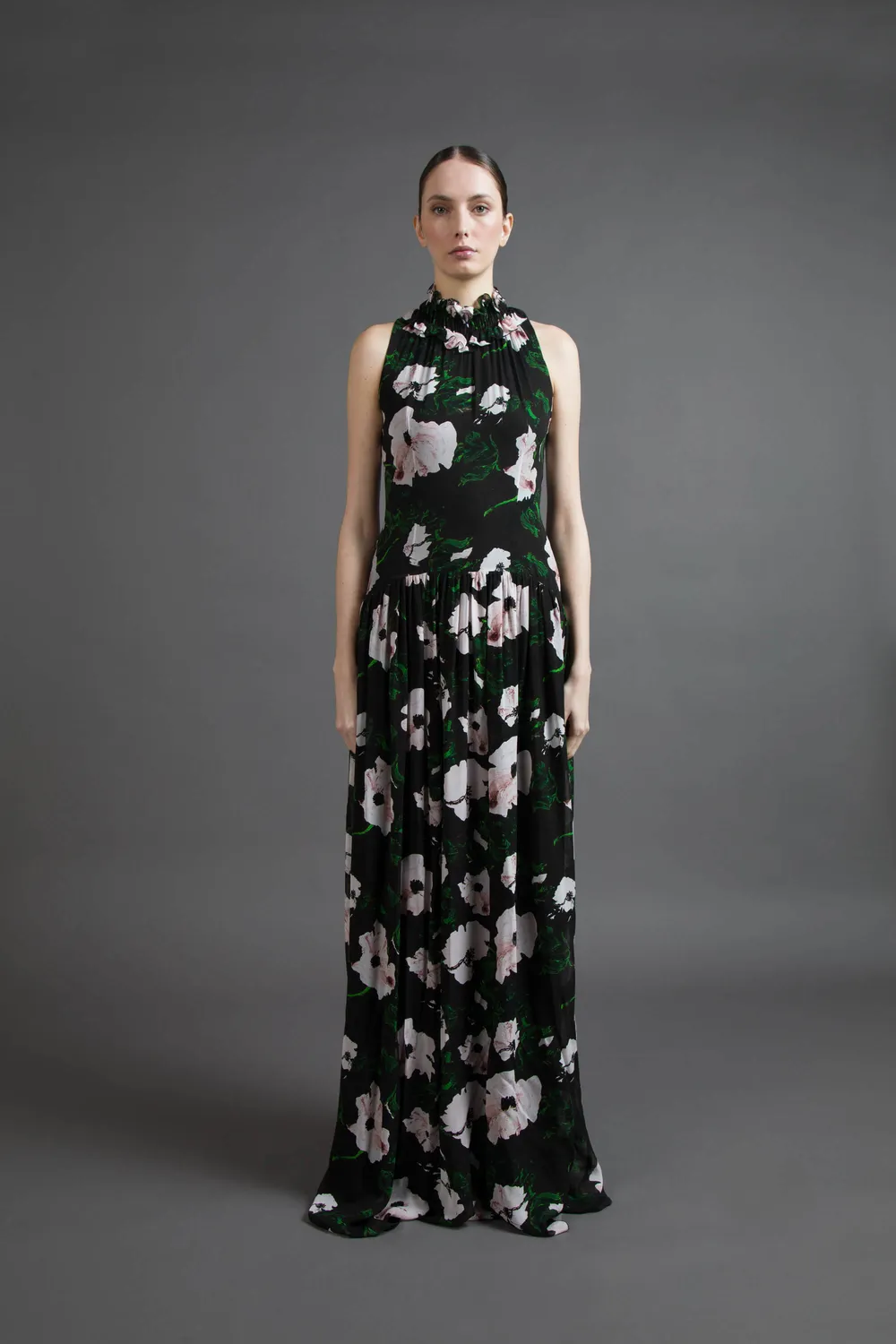 Gattinoni rochie lunga florala vascoza georgette