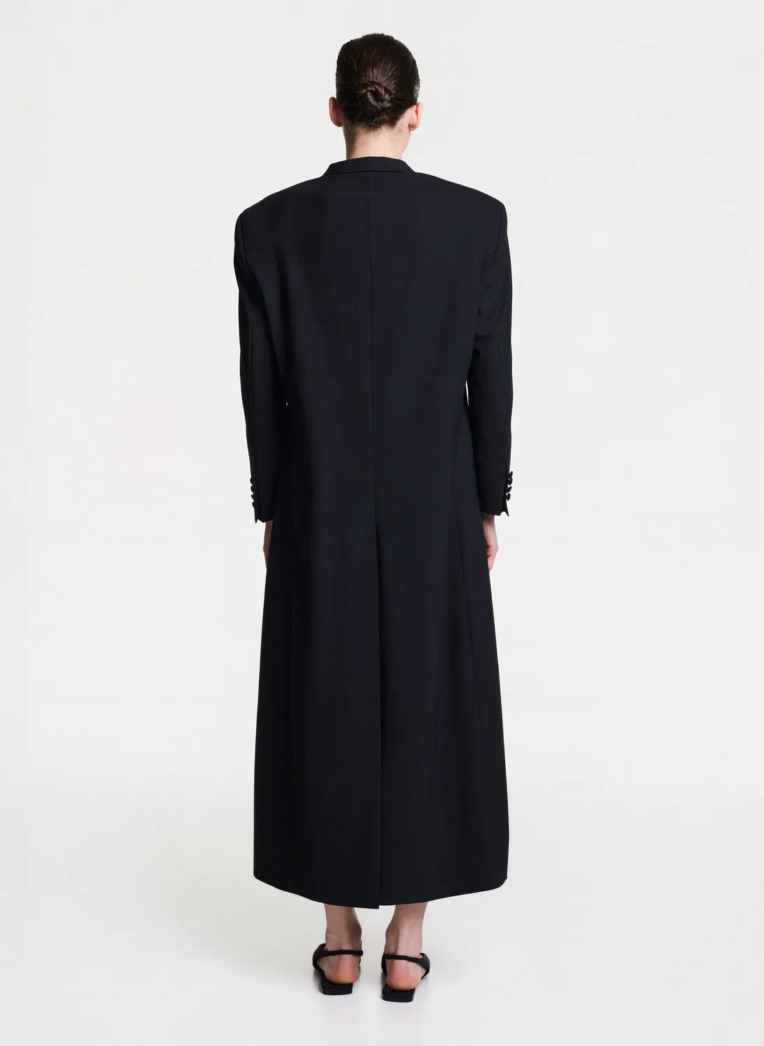Dualitae rochie sacou neagră satin lână XS-L