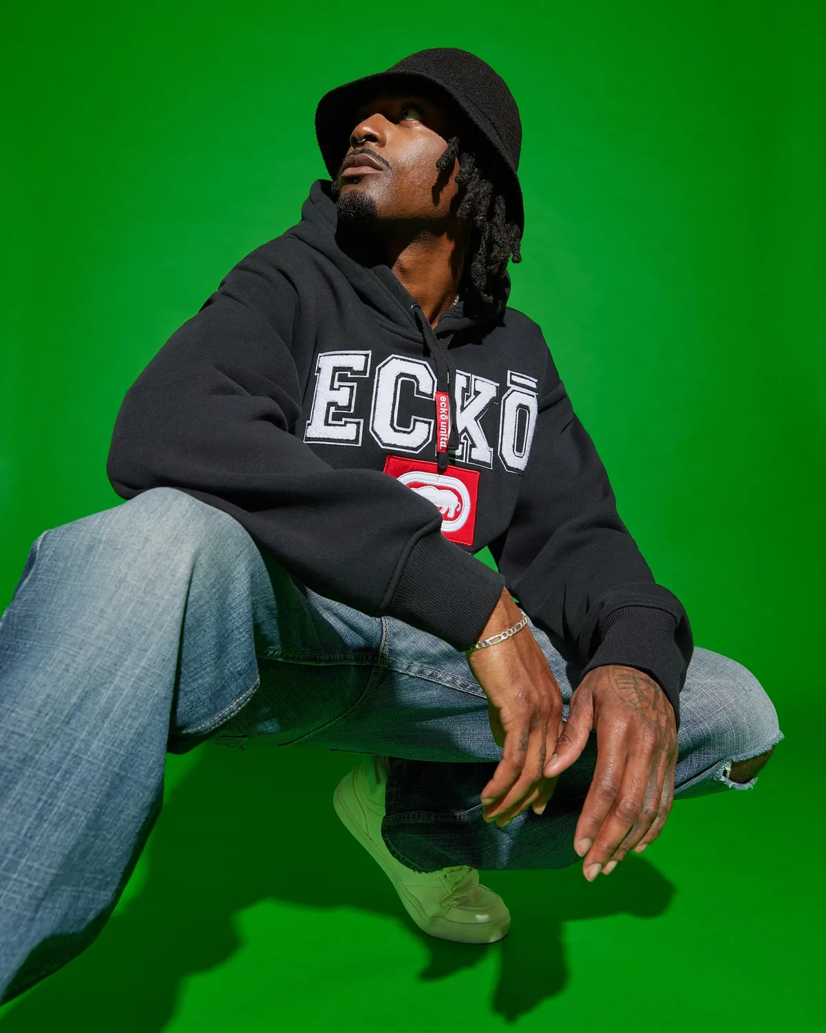 Ecko Classic Fleece hoodie negru logo piept