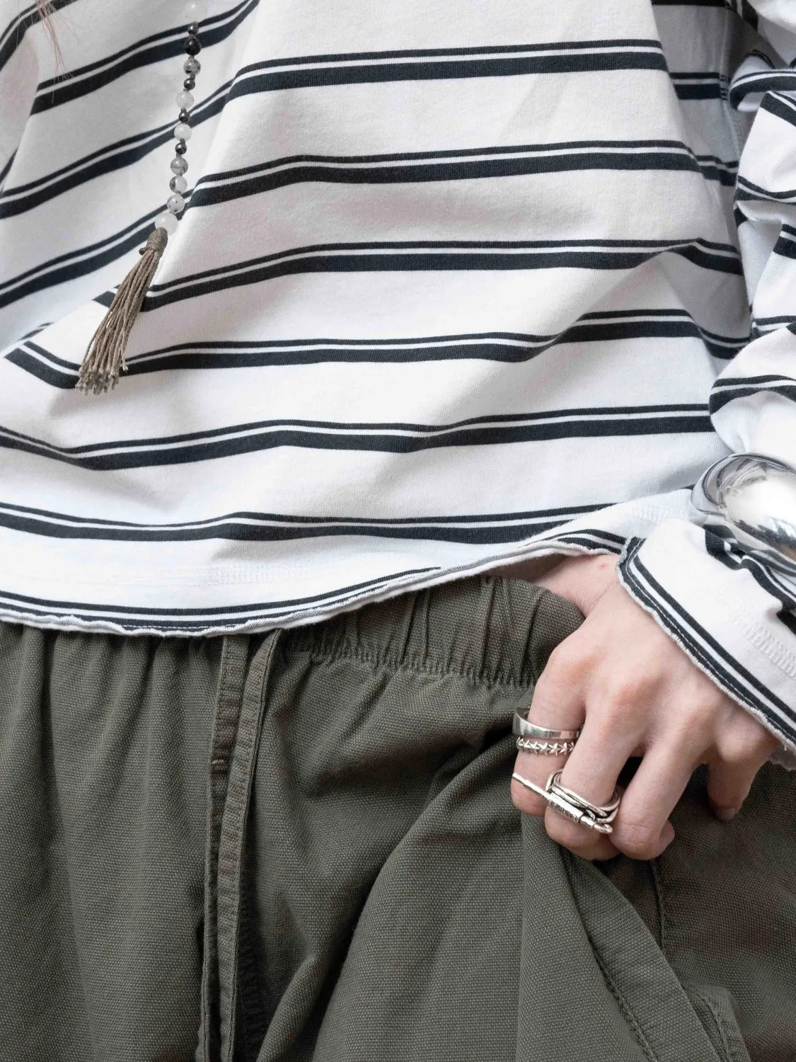 Enrage Baggy Longsleeve bluză alb dungi bumbac