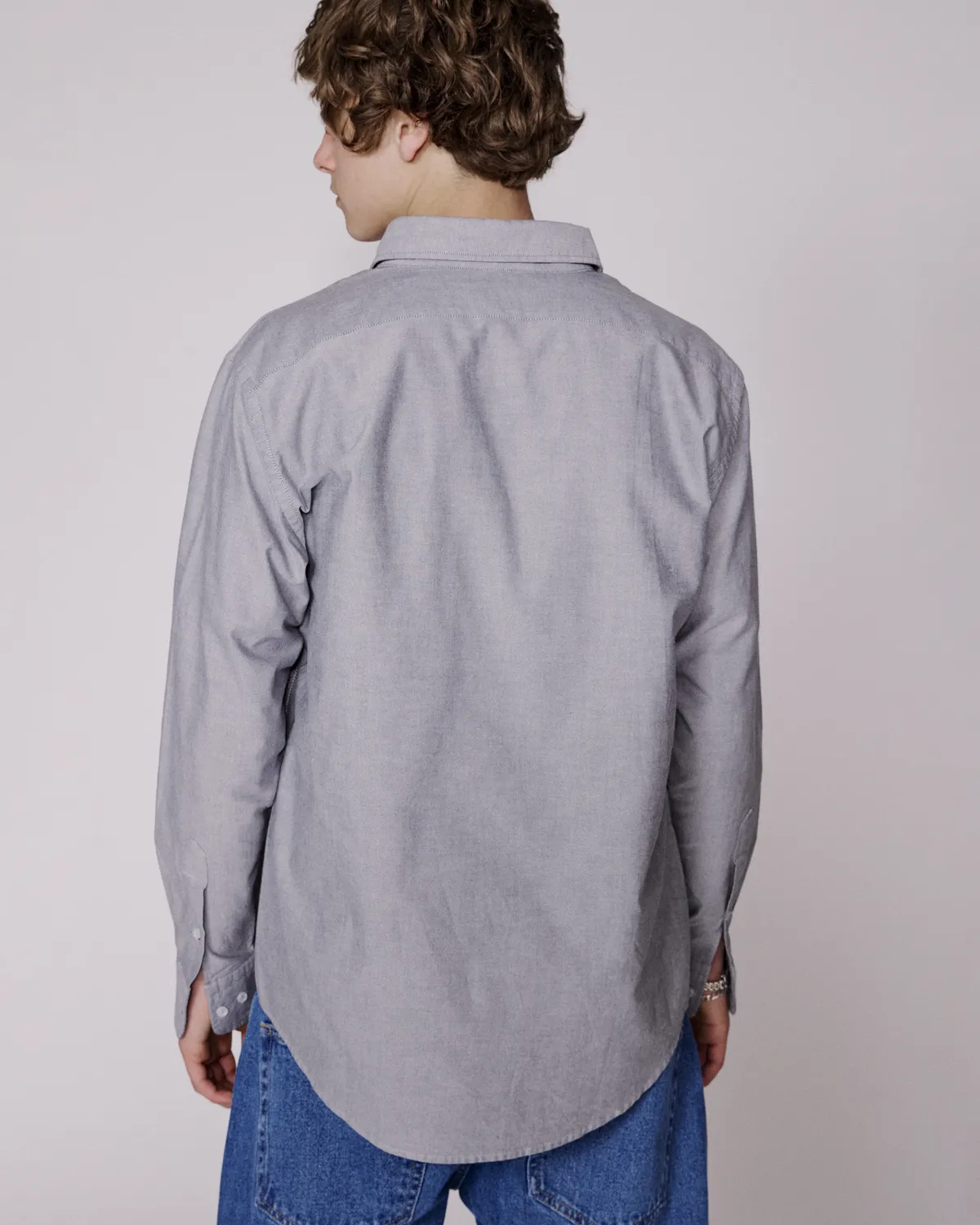 No Problemo LS Oxford Shirt cămașă gri bumbac
