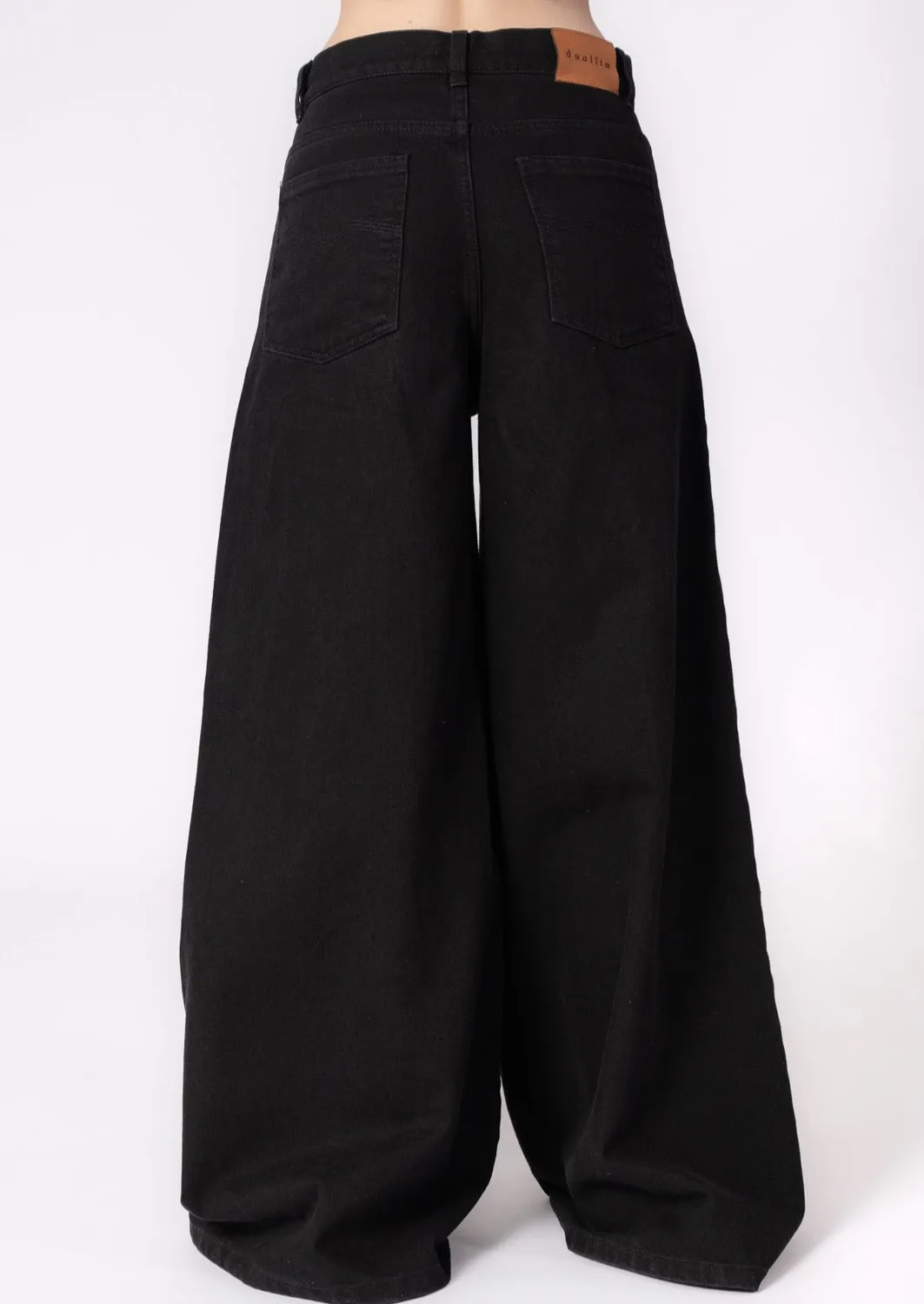 Dualitae Lorena Wide-Leg blugi negri talie inalta