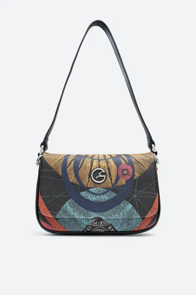 Gattinoni Flap Bag Planetarium Black geanta neagra PVC