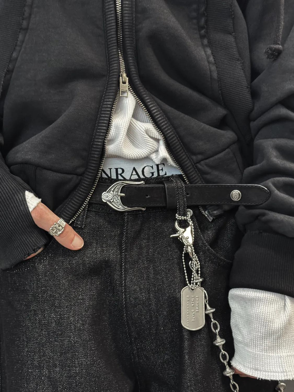 Enrage Leather Belt curea neagră din piele