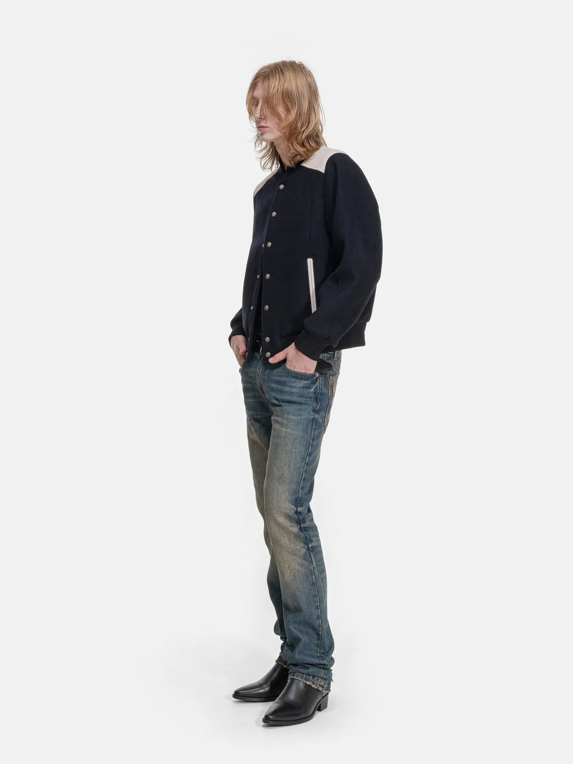 Enrage Slim Straight blugi Coated Washed Blue denim 14 oz
