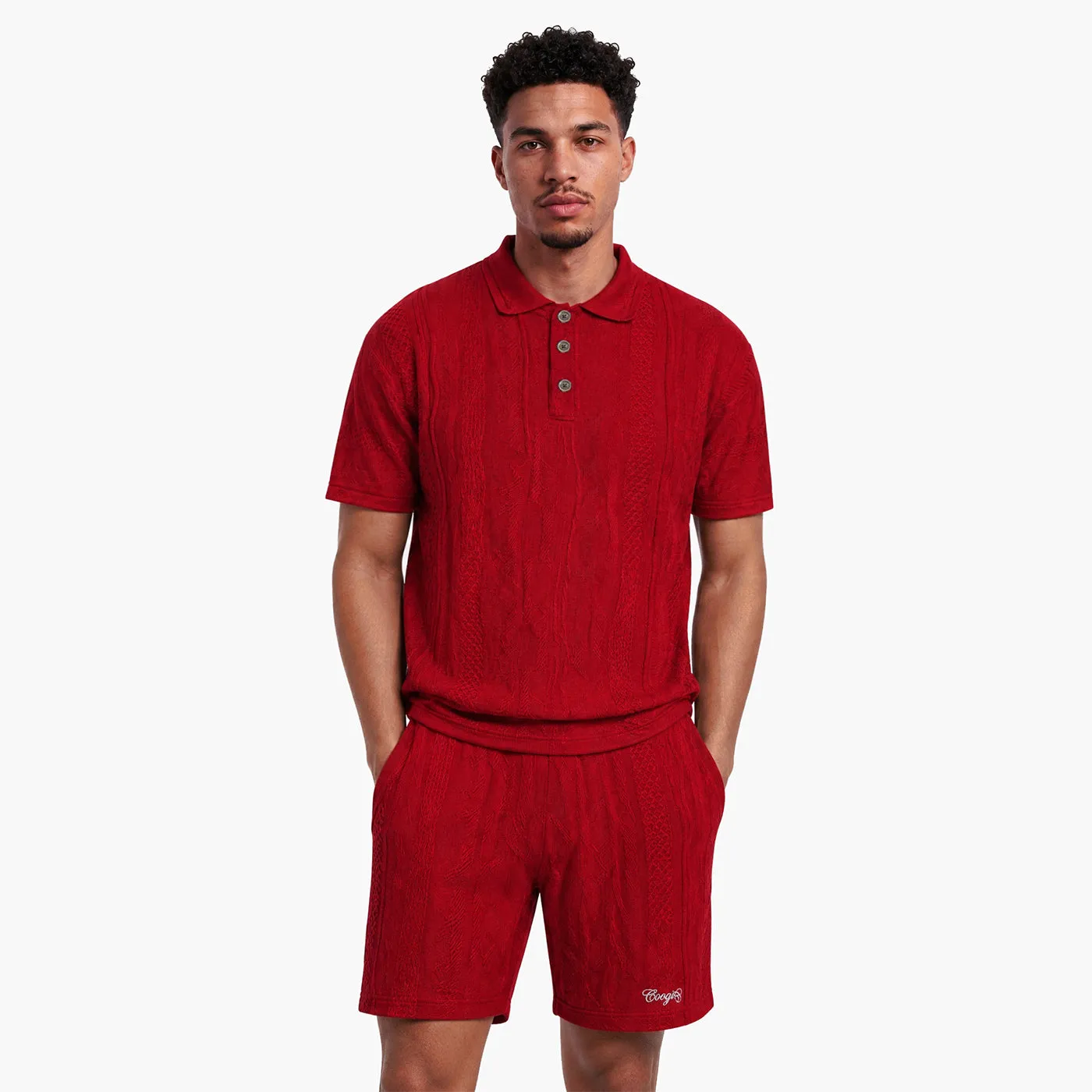 COOGI Red Alert polo tricotat ușor roșu bumbac