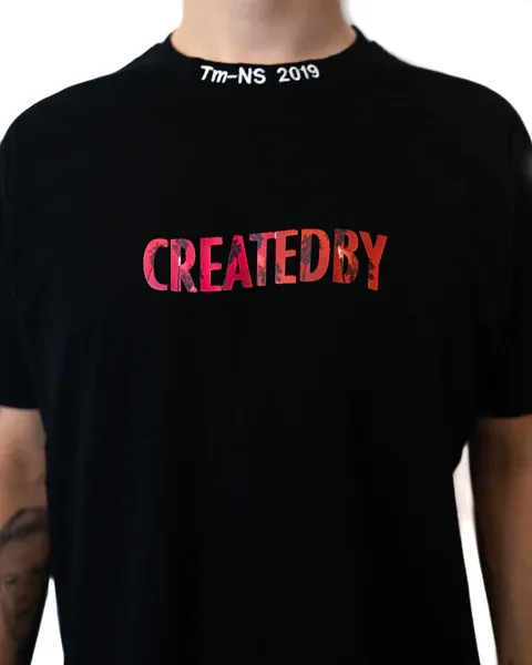 Createdby Black Gradient tricou boxy negru bumbac