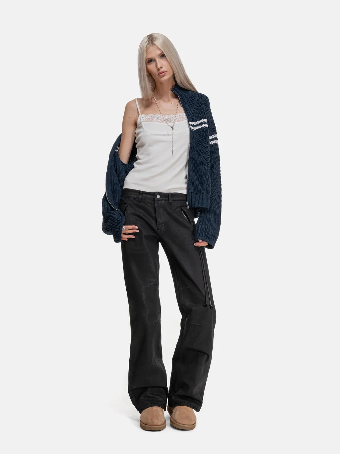 Enrage Zip Sweater pulover bleumarin bumbac