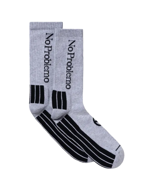 No Problemo Sock șosete gri melanj talpă matlasată