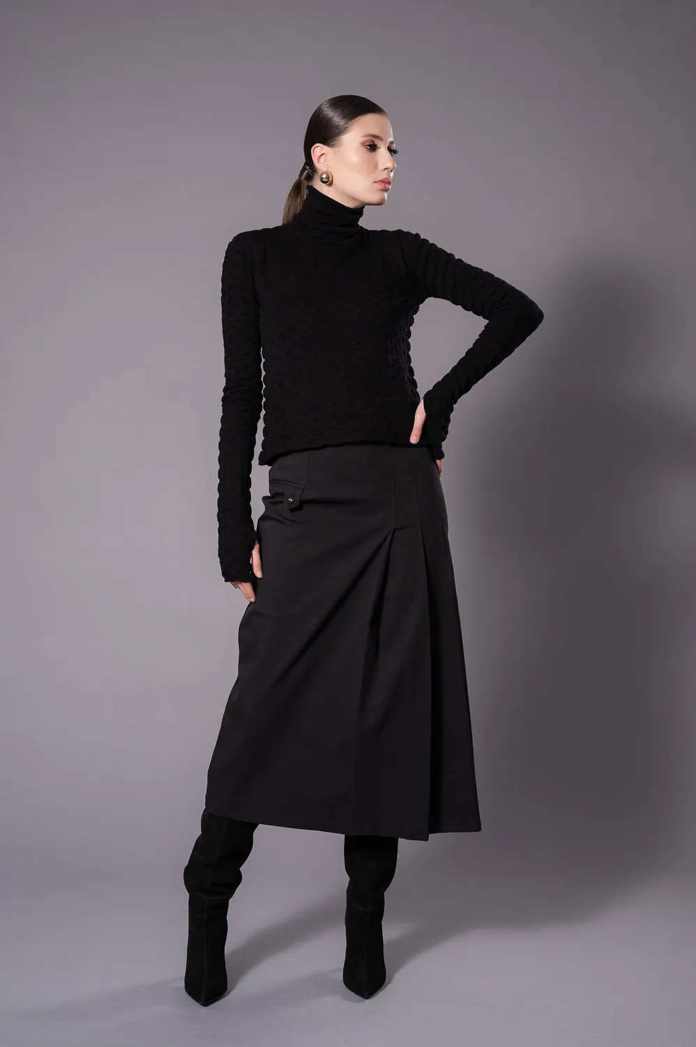 Dualitae Amy maleta neagra 100% lana merinos