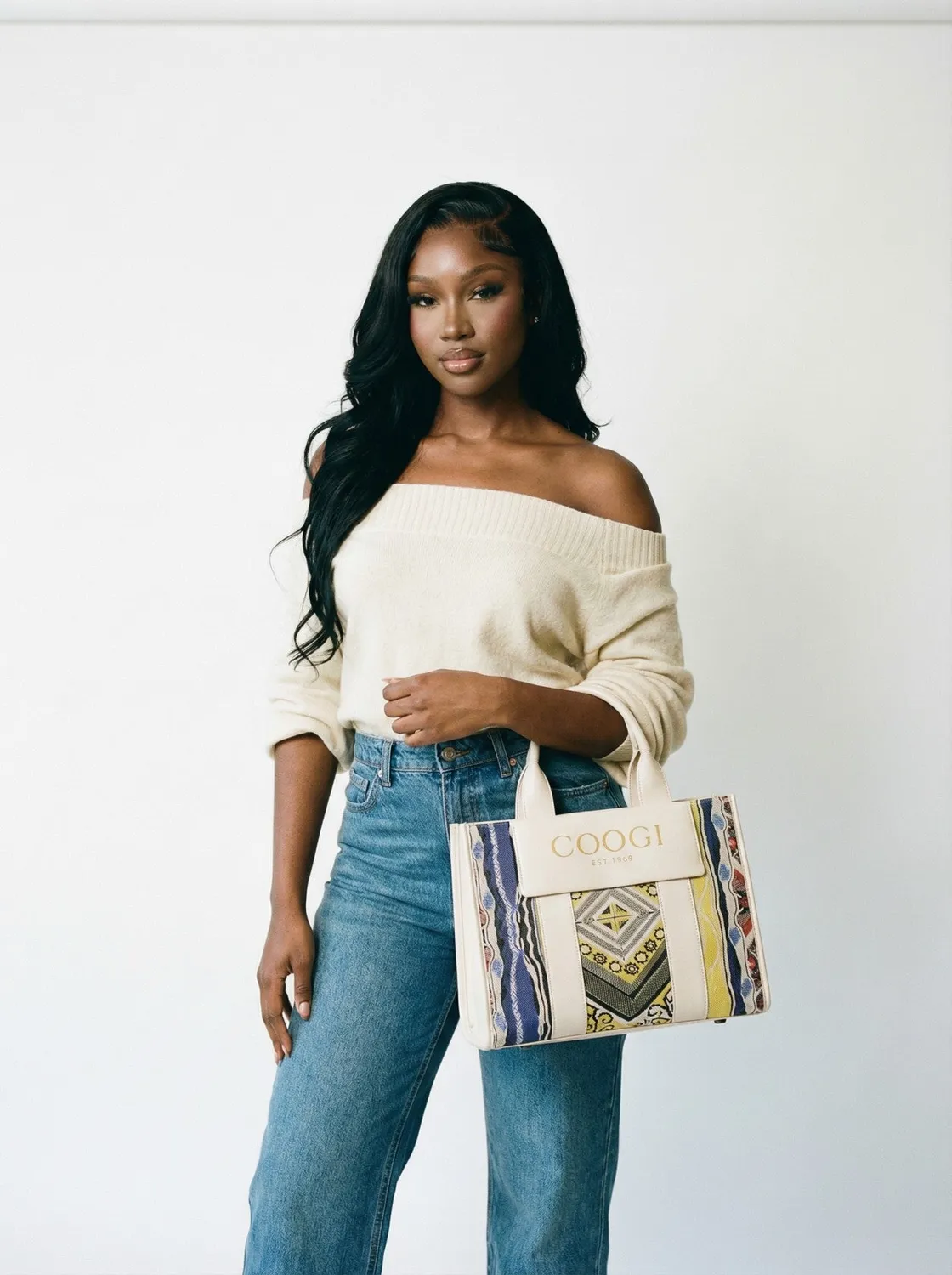 COOGI Hamptons geanta tote cream piele ecologica
