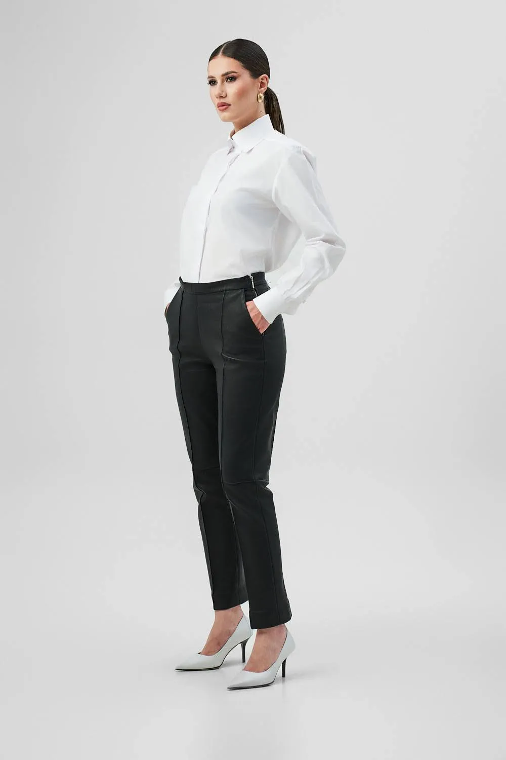 Dualitae GABRIELLE pantaloni piele neagră