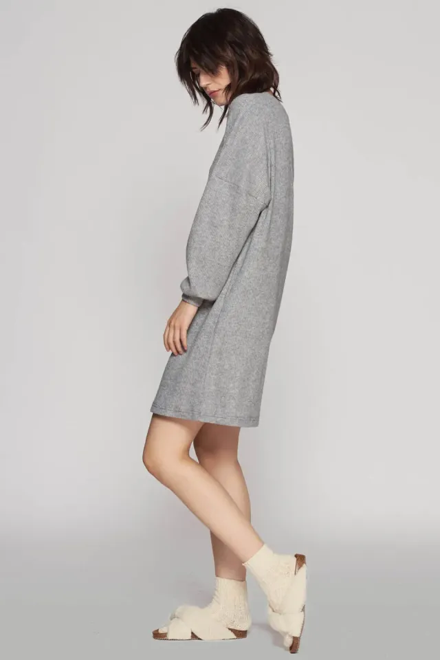 Grama Shop rochie de casa tricotata gri vascoza