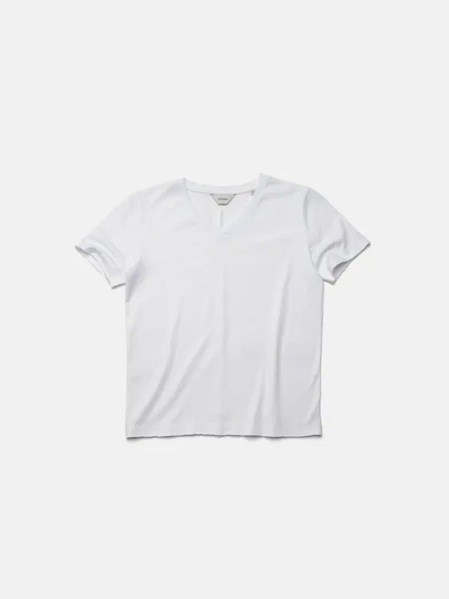 Enrage V-Neck White tricou alb decolteu V bumbac