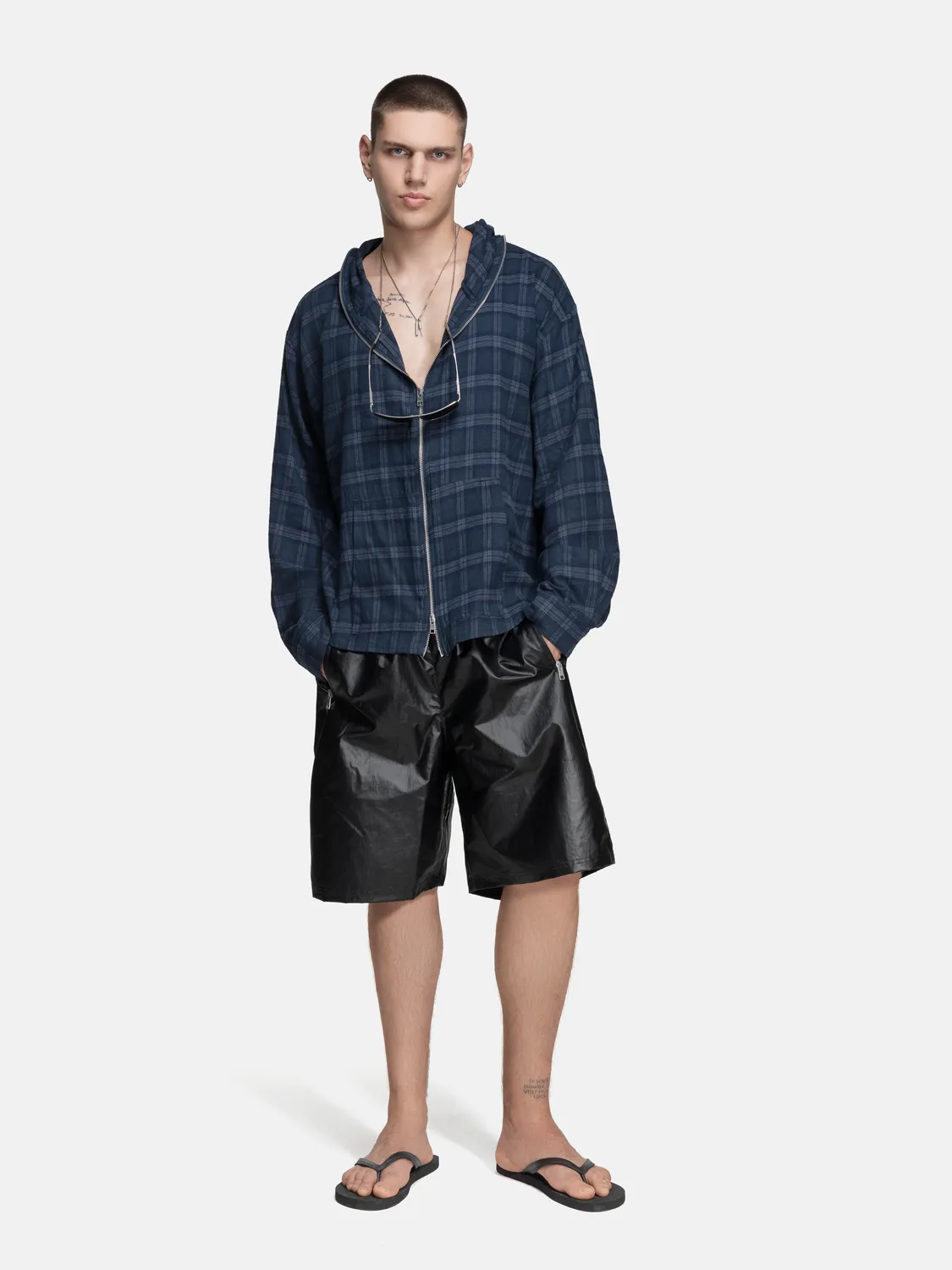 Enrage Flannel Hoodie hanorac bleumarin flanel
