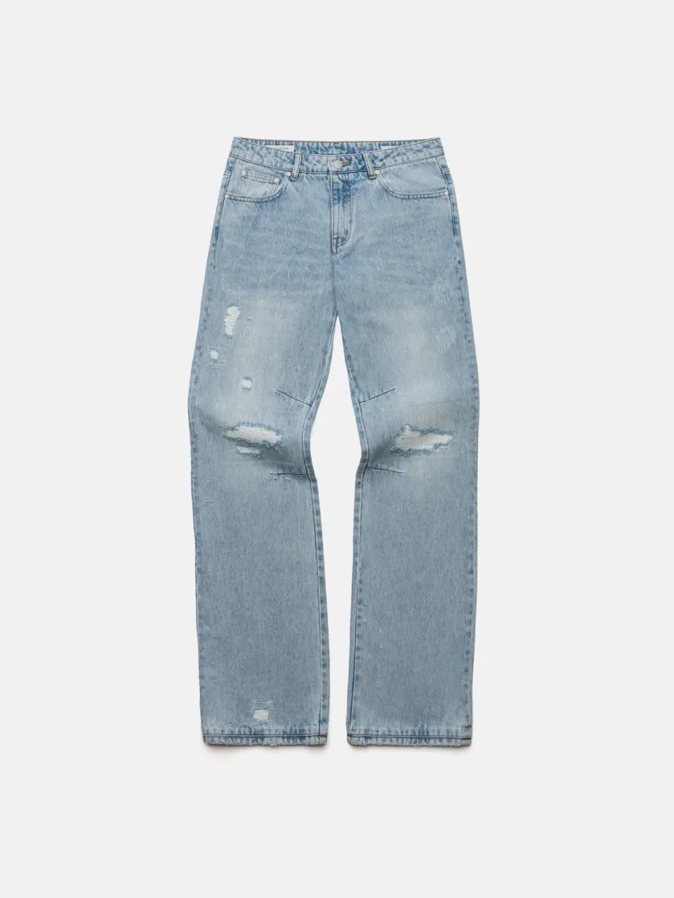 Enrage Straight Heavy Repaired Blue Denim blugi drepti bumbac gros