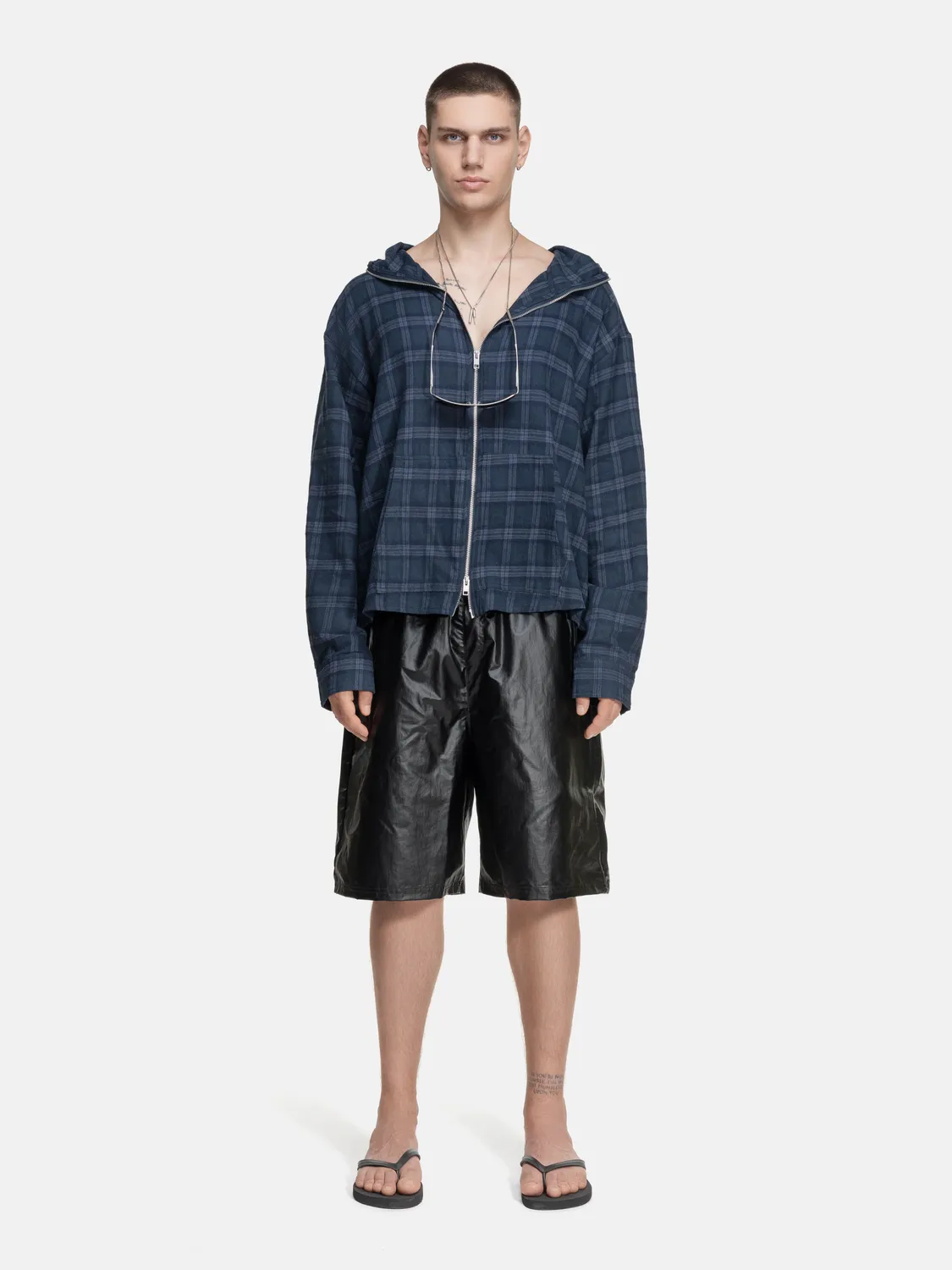 Enrage Flannel Hoodie hanorac bleumarin flanel