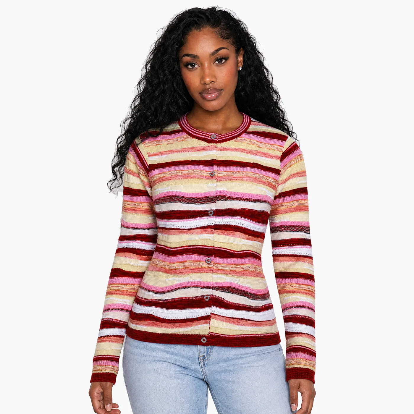 COOGI Cardigan tricotat roz-galben bumbac
