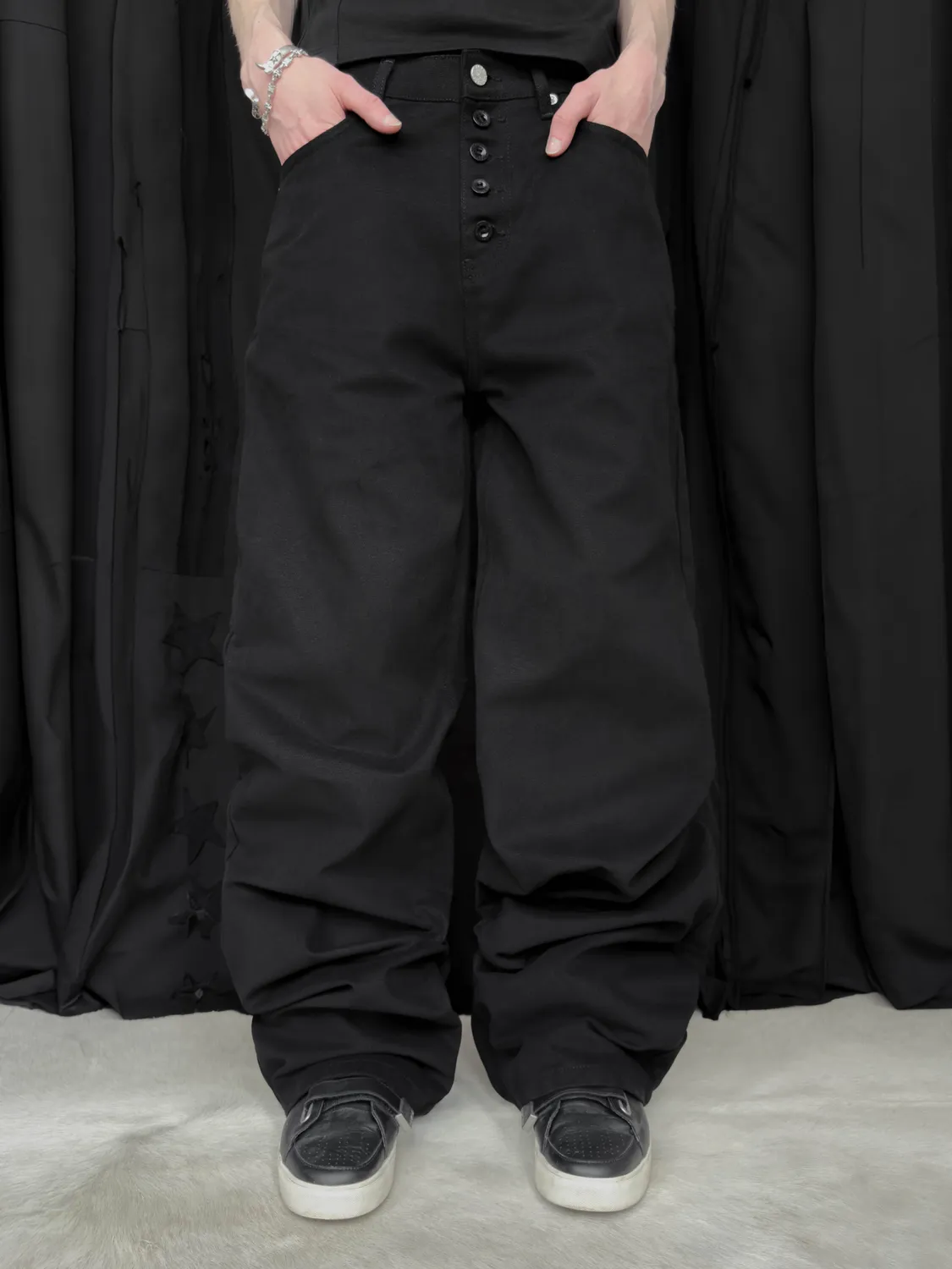 Enrage Officer Pants pantaloni negri canvas