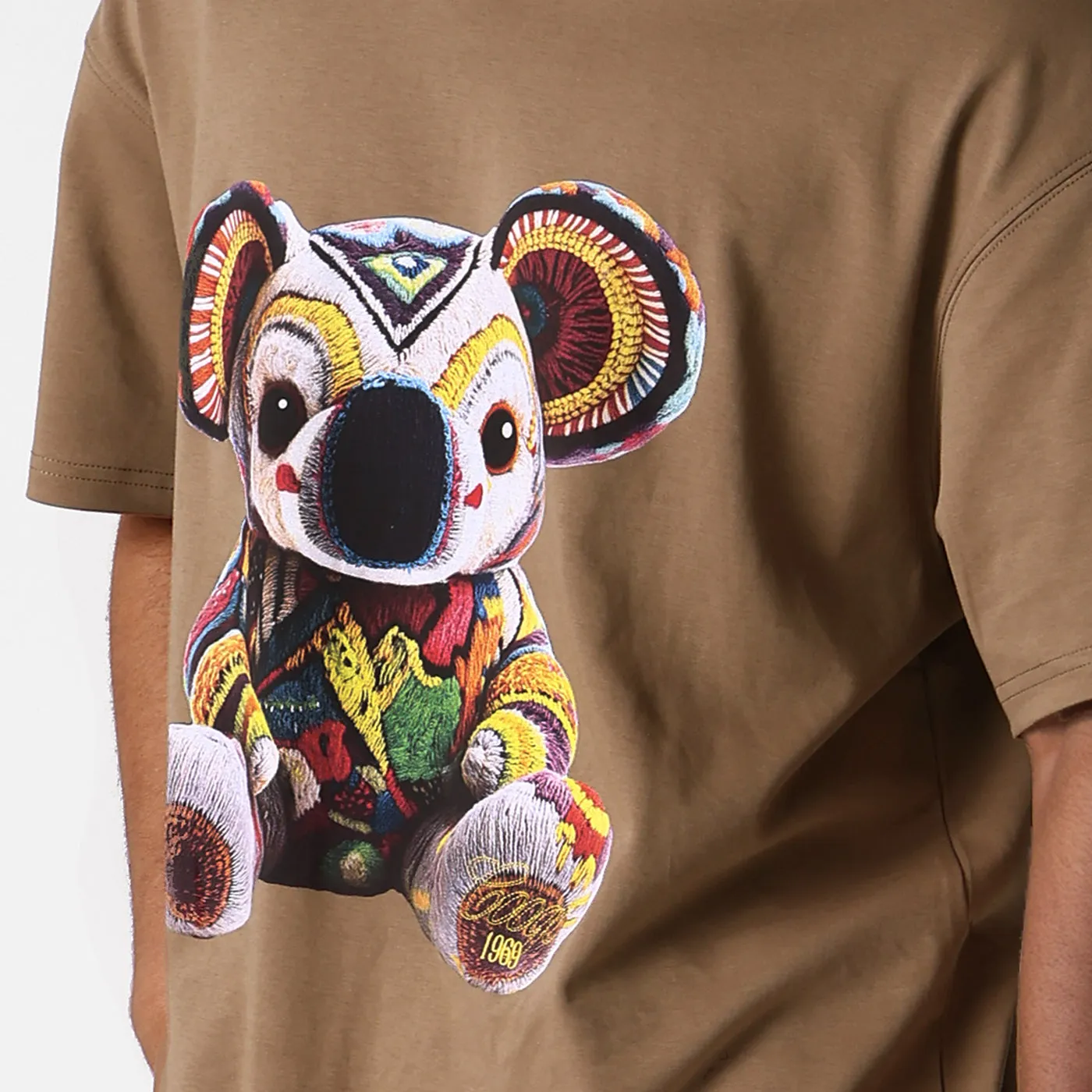 COOGI Koala tricou oversize maro bumbac imprimat