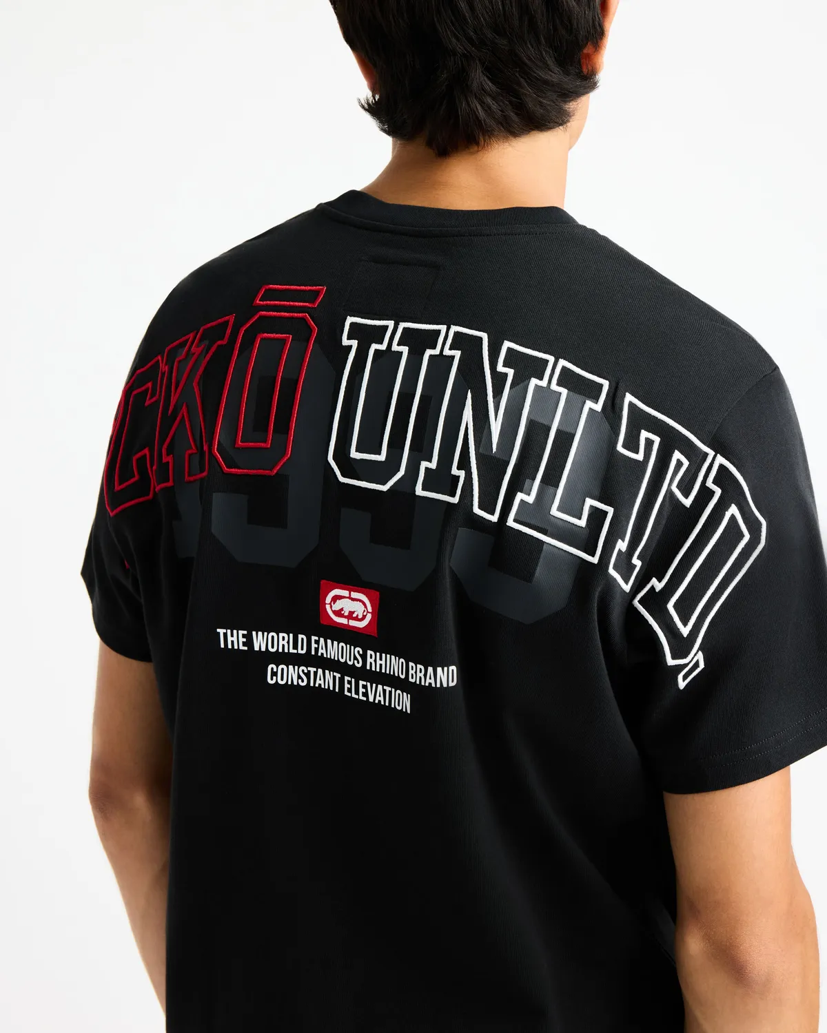 Ecko Red Cornerstone tricou negru din bumbac cu broderie