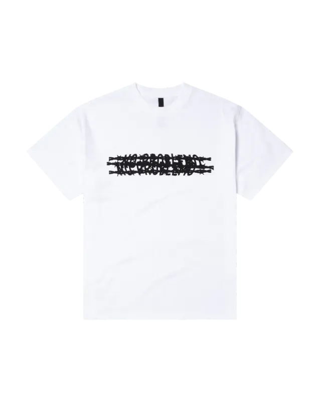 No Problemo Barbed tricou alb bumbac greu