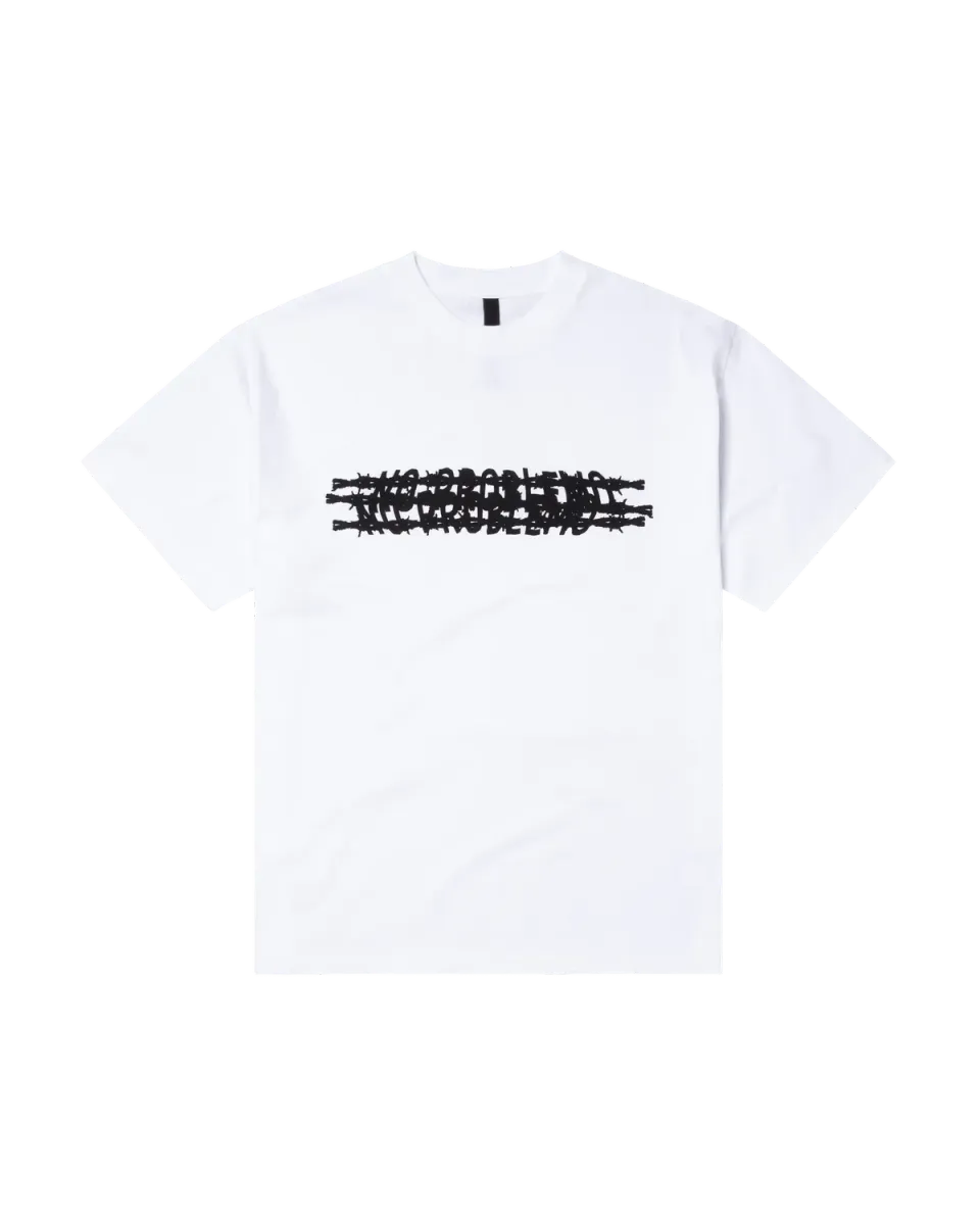 No Problemo Barbed tricou alb bumbac greu