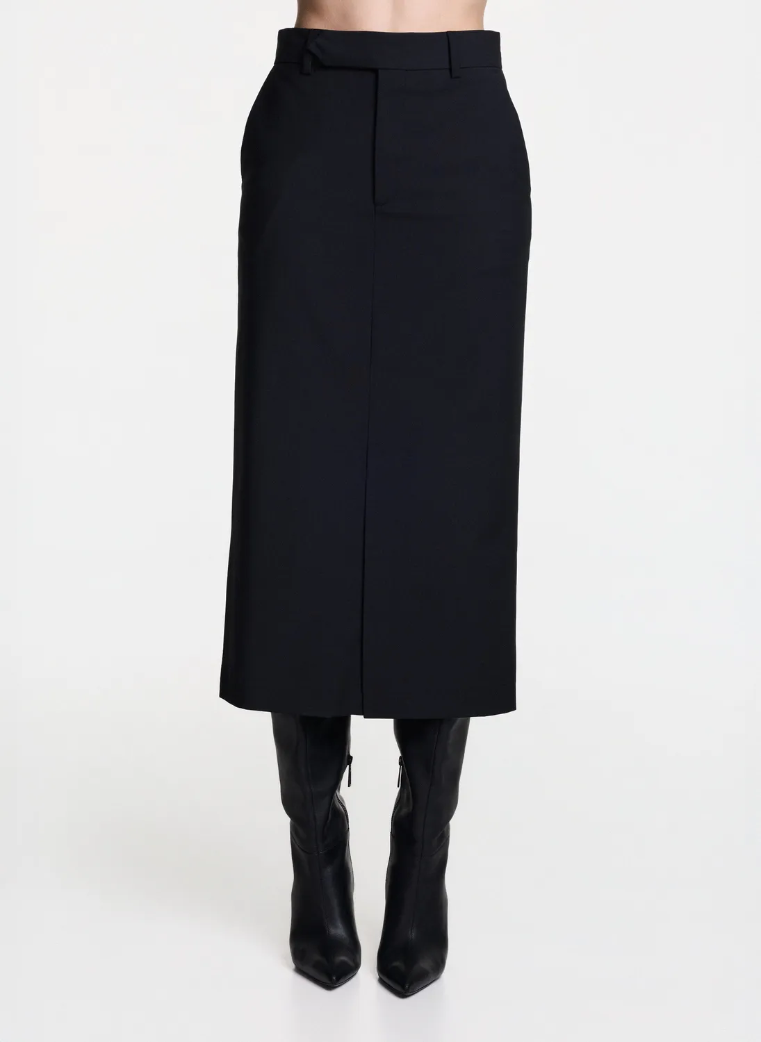 Dualitae fusta midi neagra cu slit lana marime S 36
