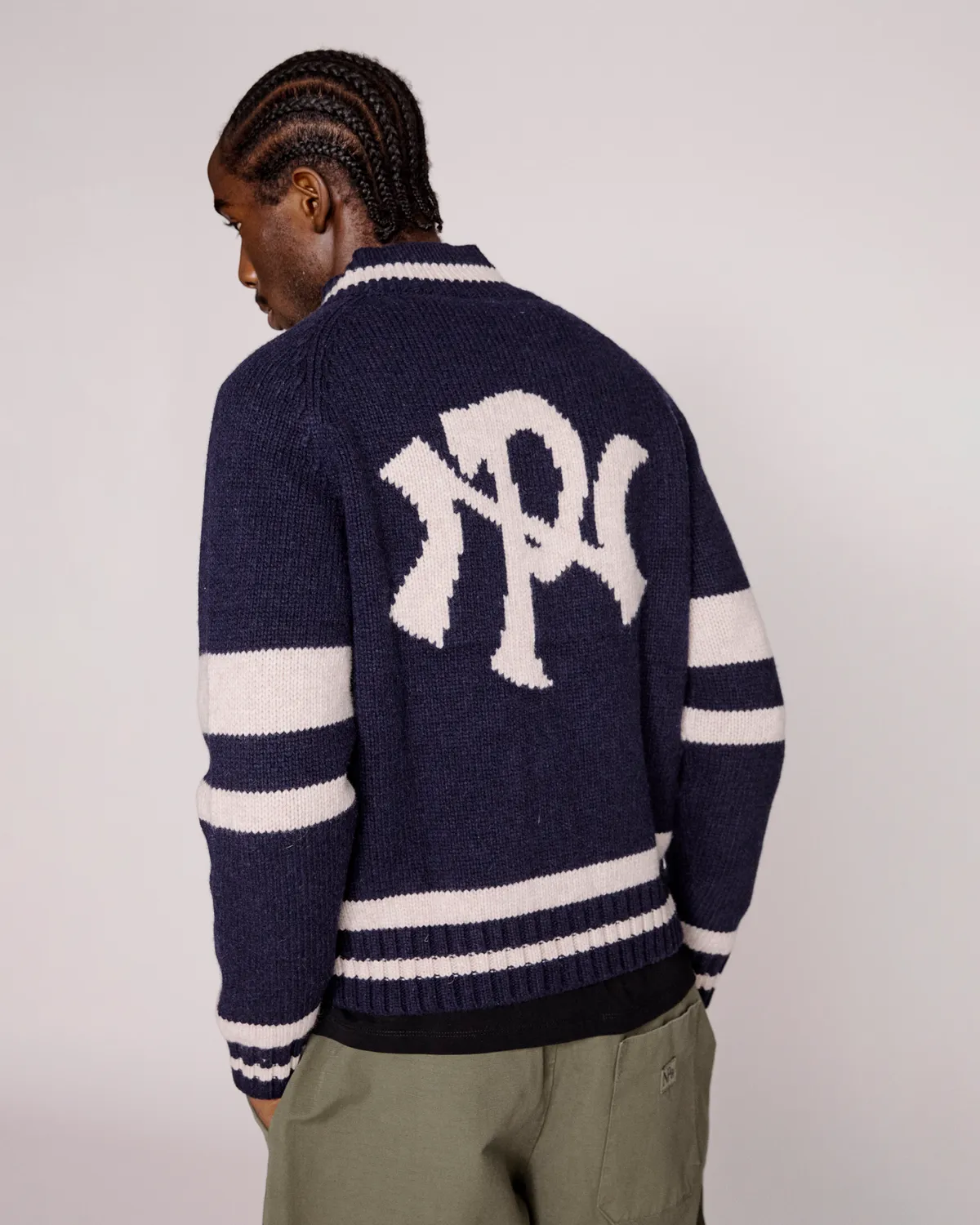 No Problemo NYP Varsity Zip Thru cardigan tricot bleumarin