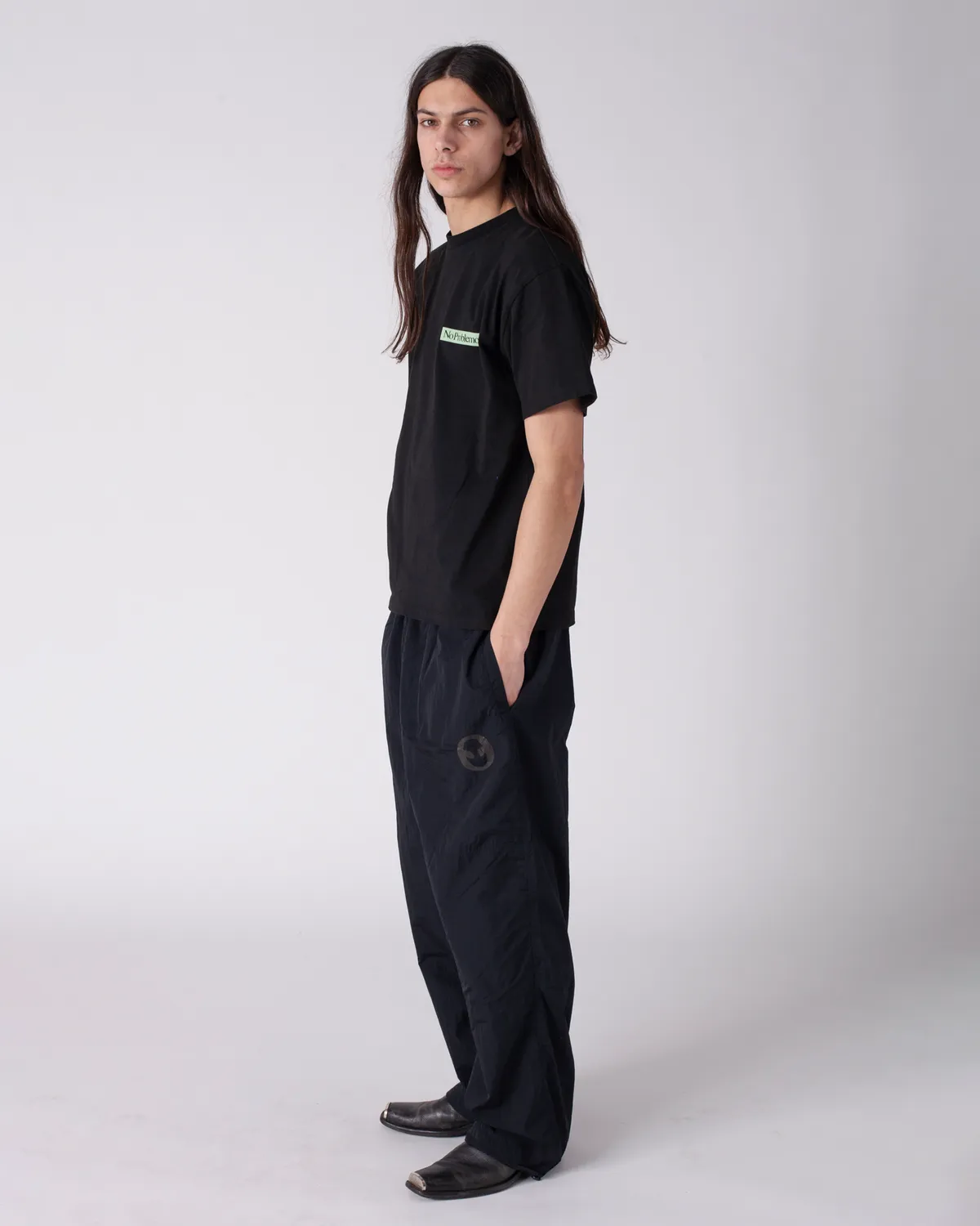 No Problemo Nylon Track pantaloni negri nailon