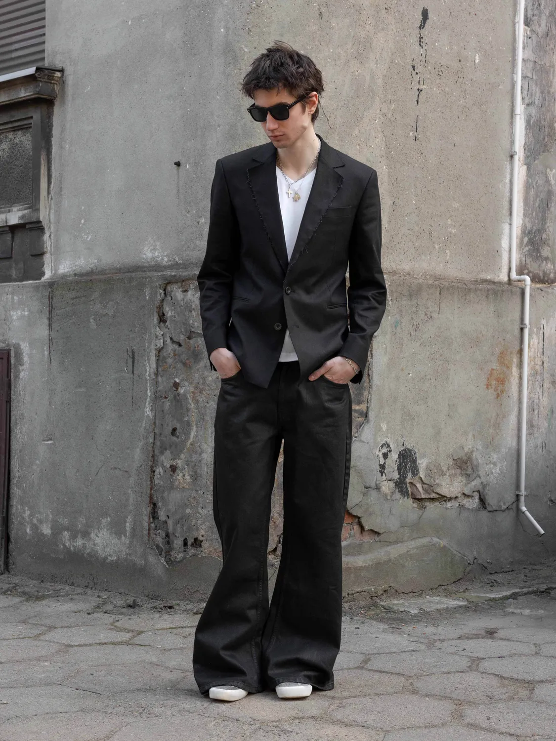 Enrage Worn Blazer sacou negru bumbac-in