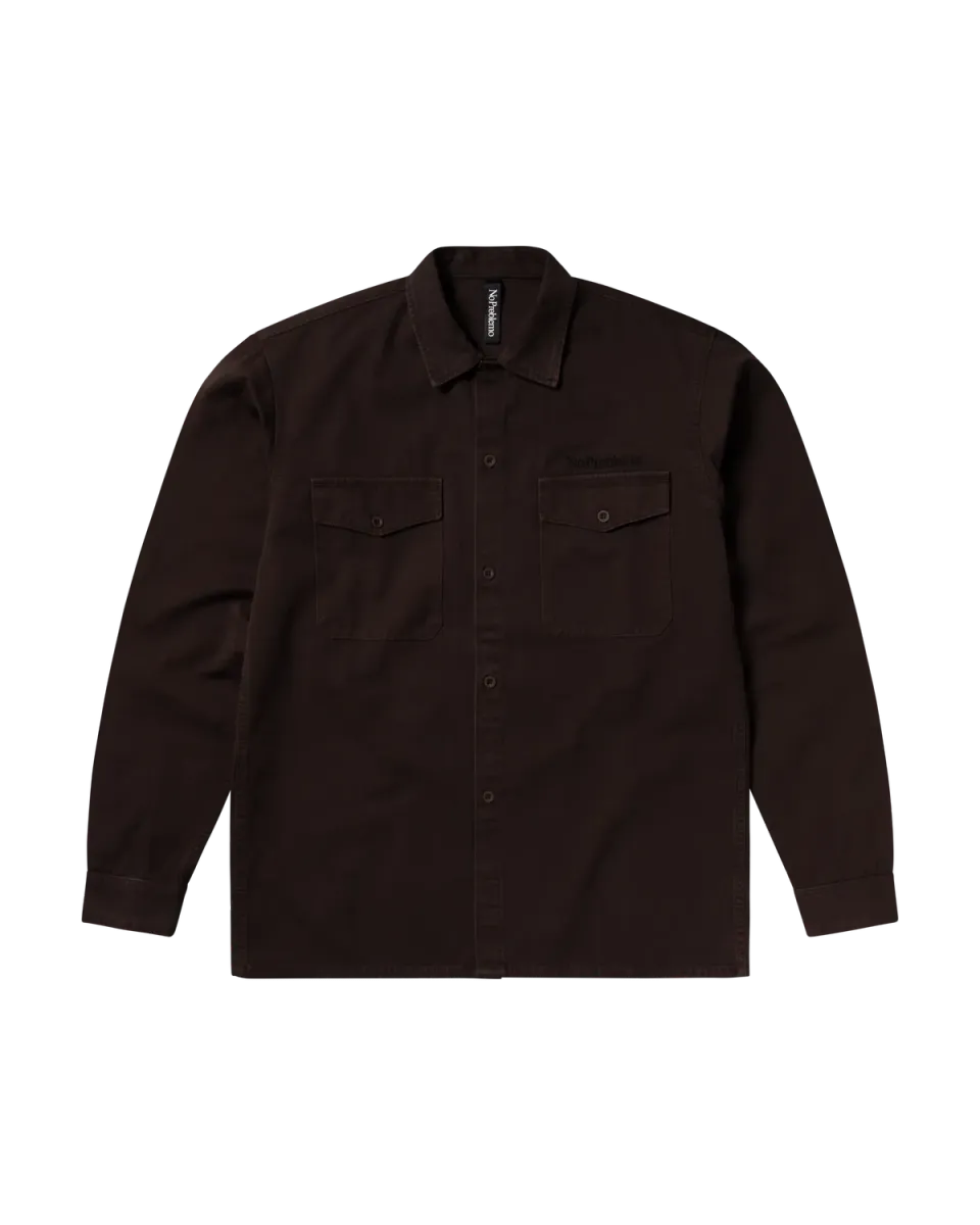 Mini Problemo LS Work Shirt cămașă maro M bumbac